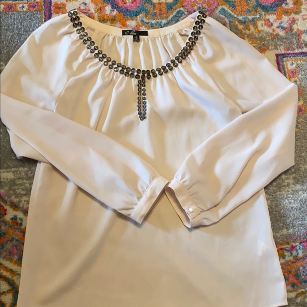 C. Puce silk top